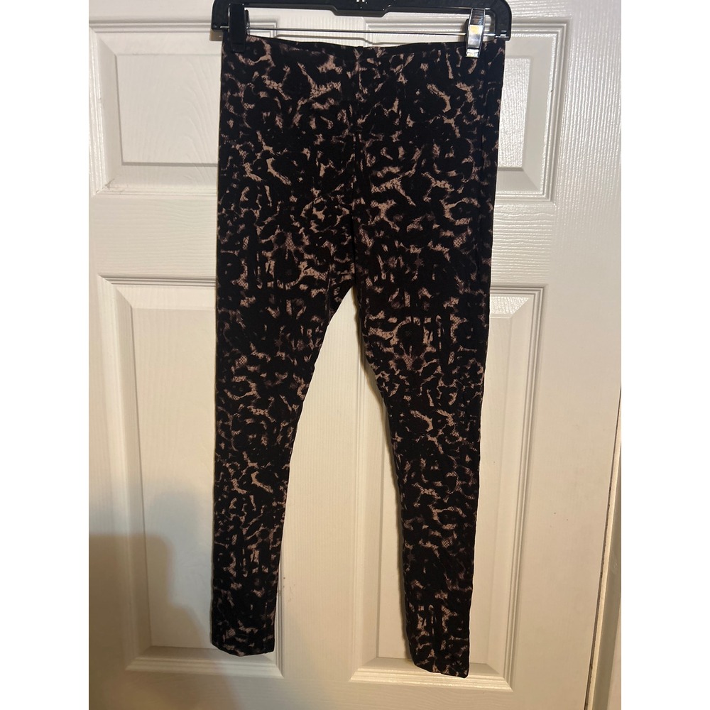Soma Womens Abstract Animal Print Leggings Black Tan Stretch Slim Fit‎ Small